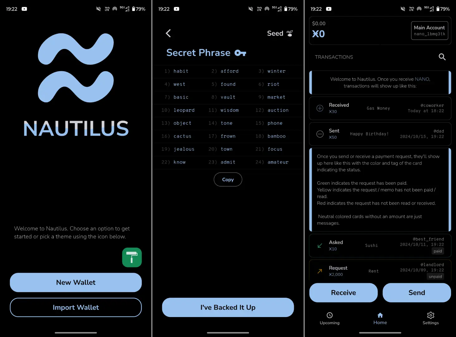 Nautilus wallet screenshot
